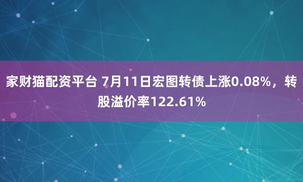 家财猫配资平台 7月11日宏图转债上涨0.08%，转股溢价率122.61%